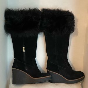 Ugg Valberg Suede Wedge Tall Boots Women's Size 6